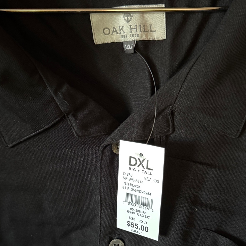 Oak Hill Men's Black Casual Button Down Shirt